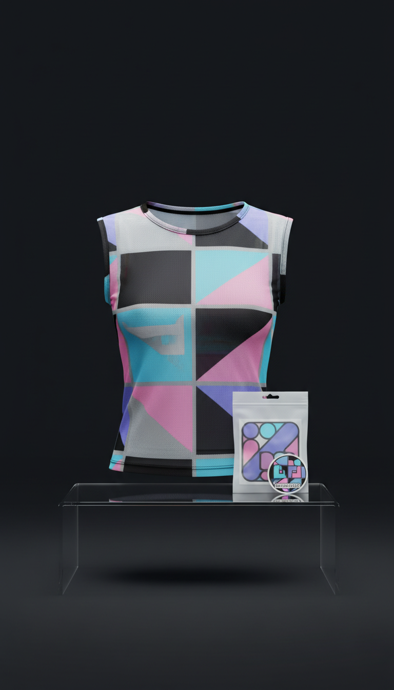 Mesh Graphic Top with Neon Print
